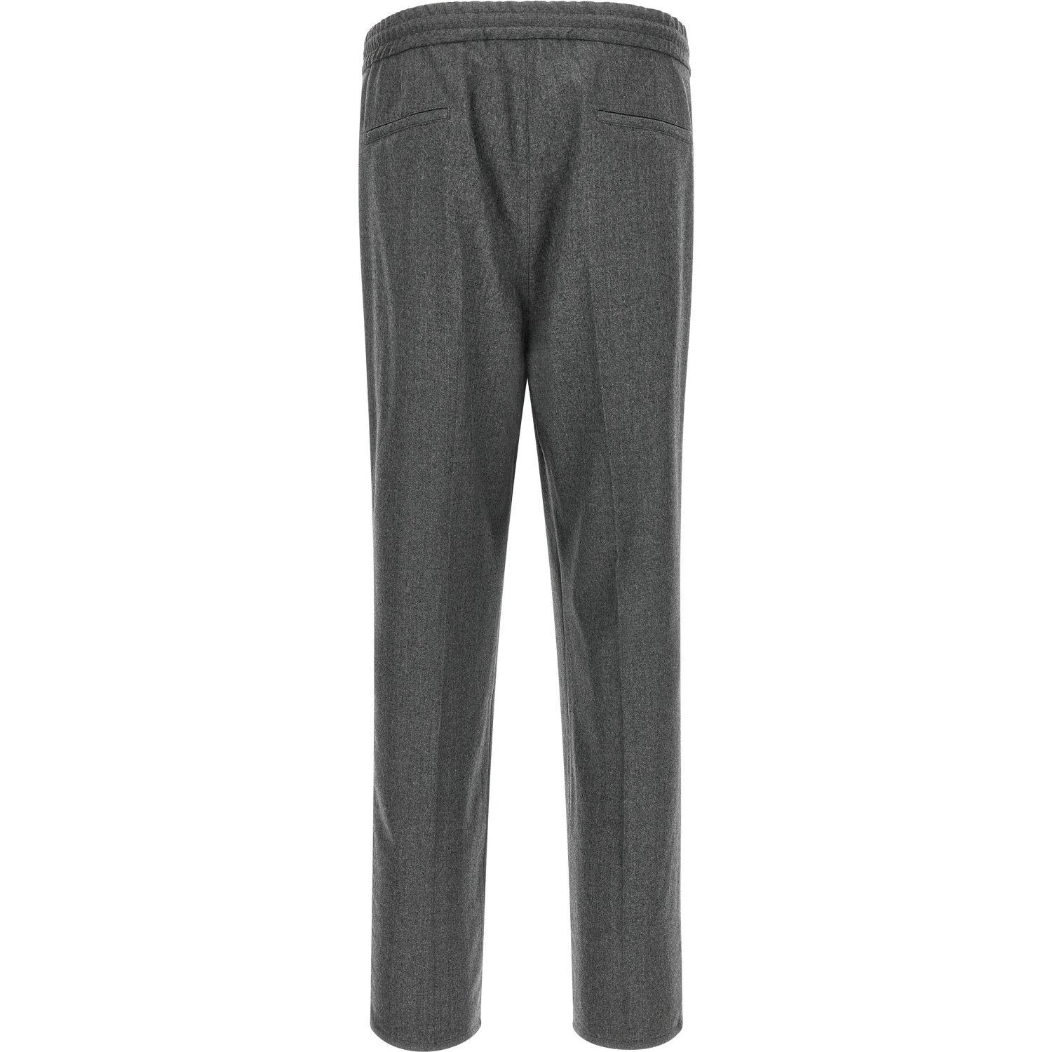 Gray Virgin Wool Casual Pants