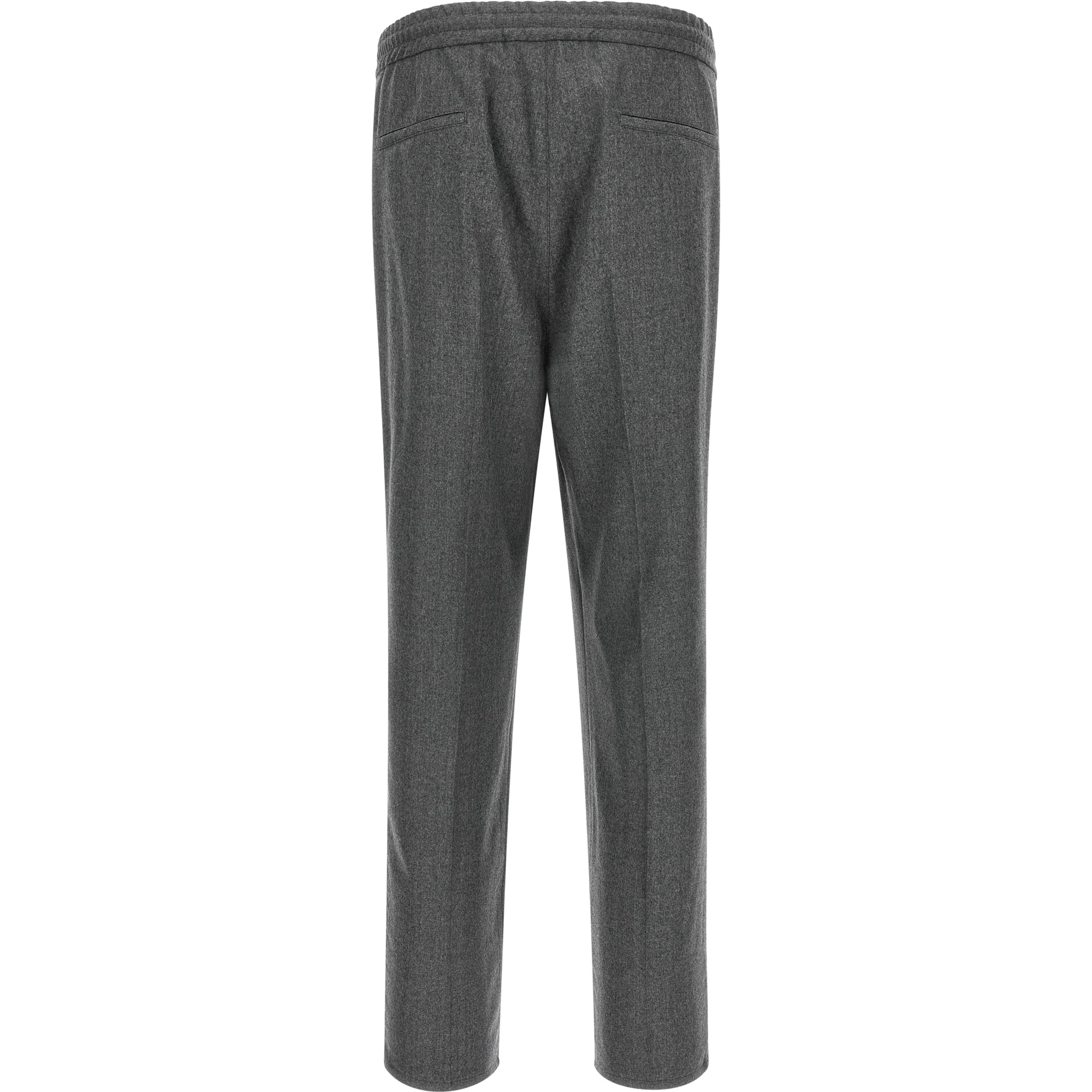 Gray Virgin Wool Casual Pants