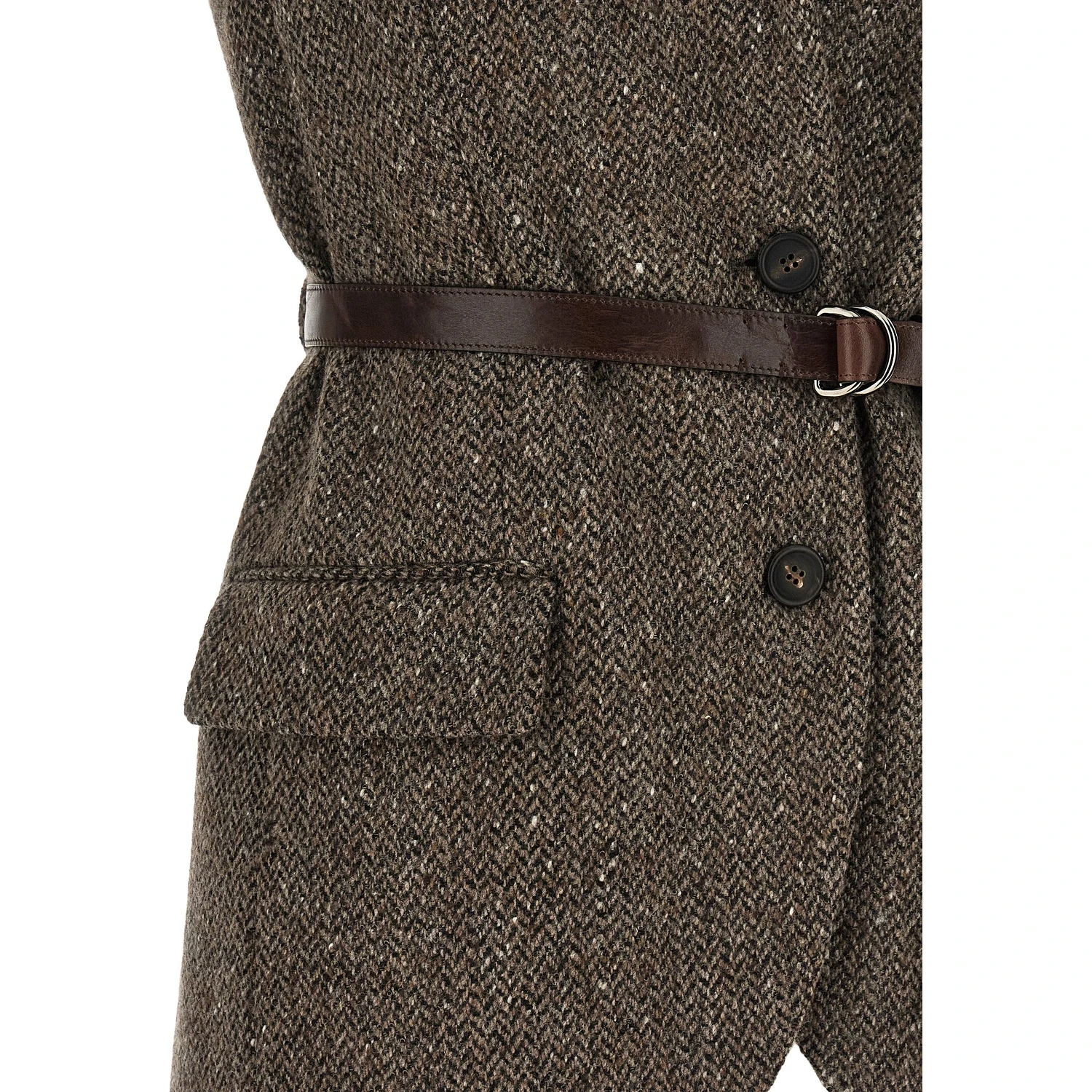 Brown Virgin Wool Sleeveless Jacket