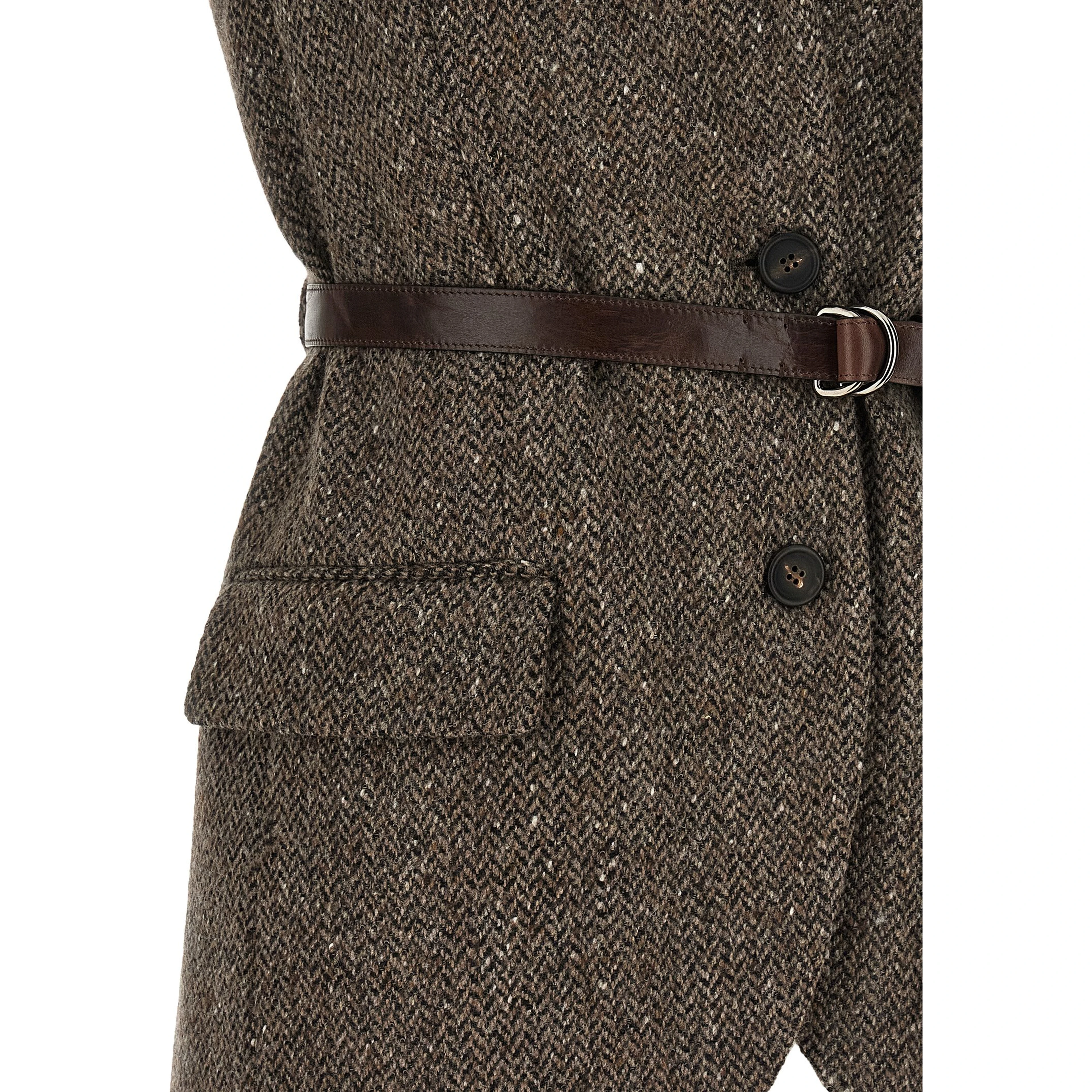 Brown Virgin Wool Sleeveless Jacket