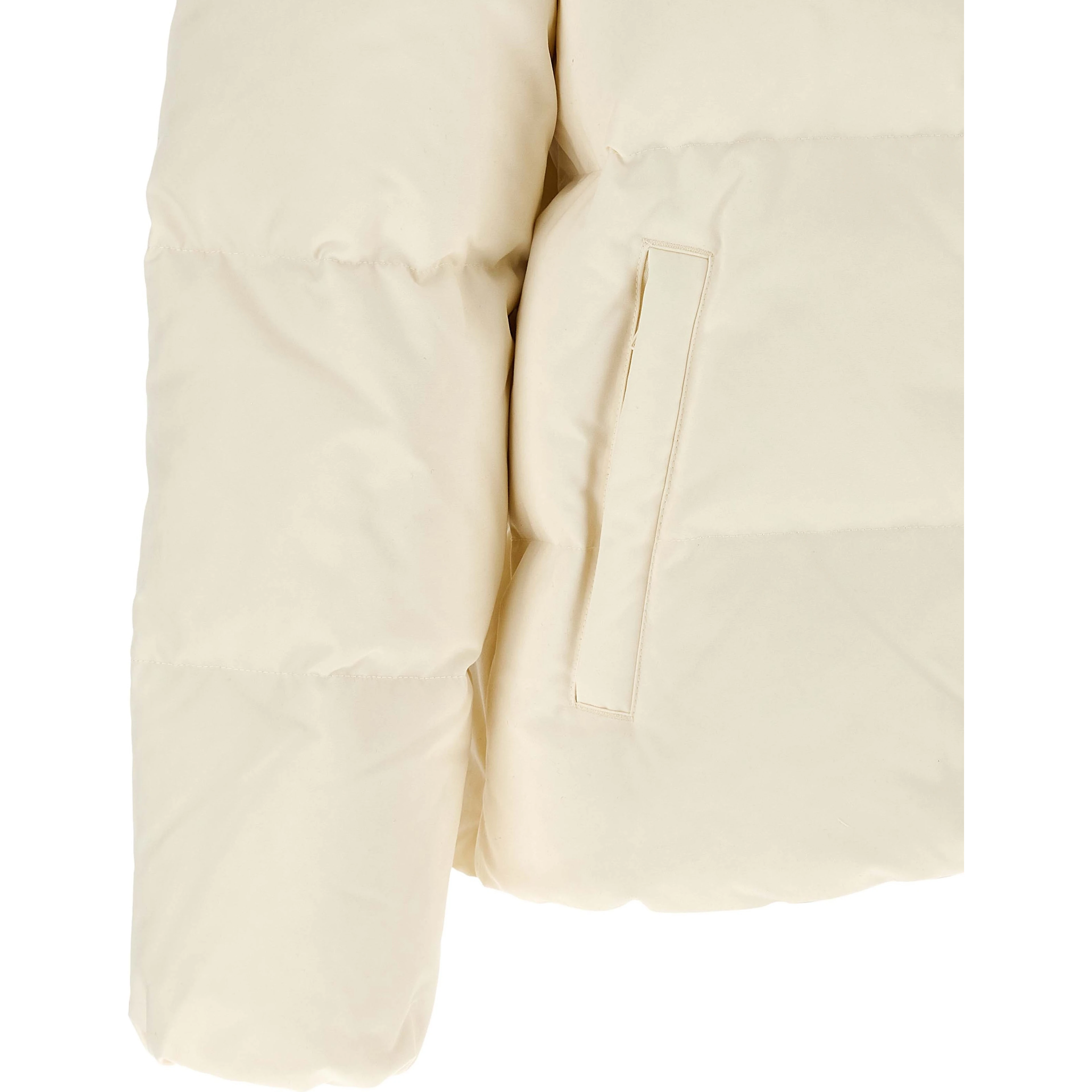 White Polyester Full-Length Jacket
