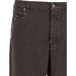 Brown Cotton Straight-Leg Jeans