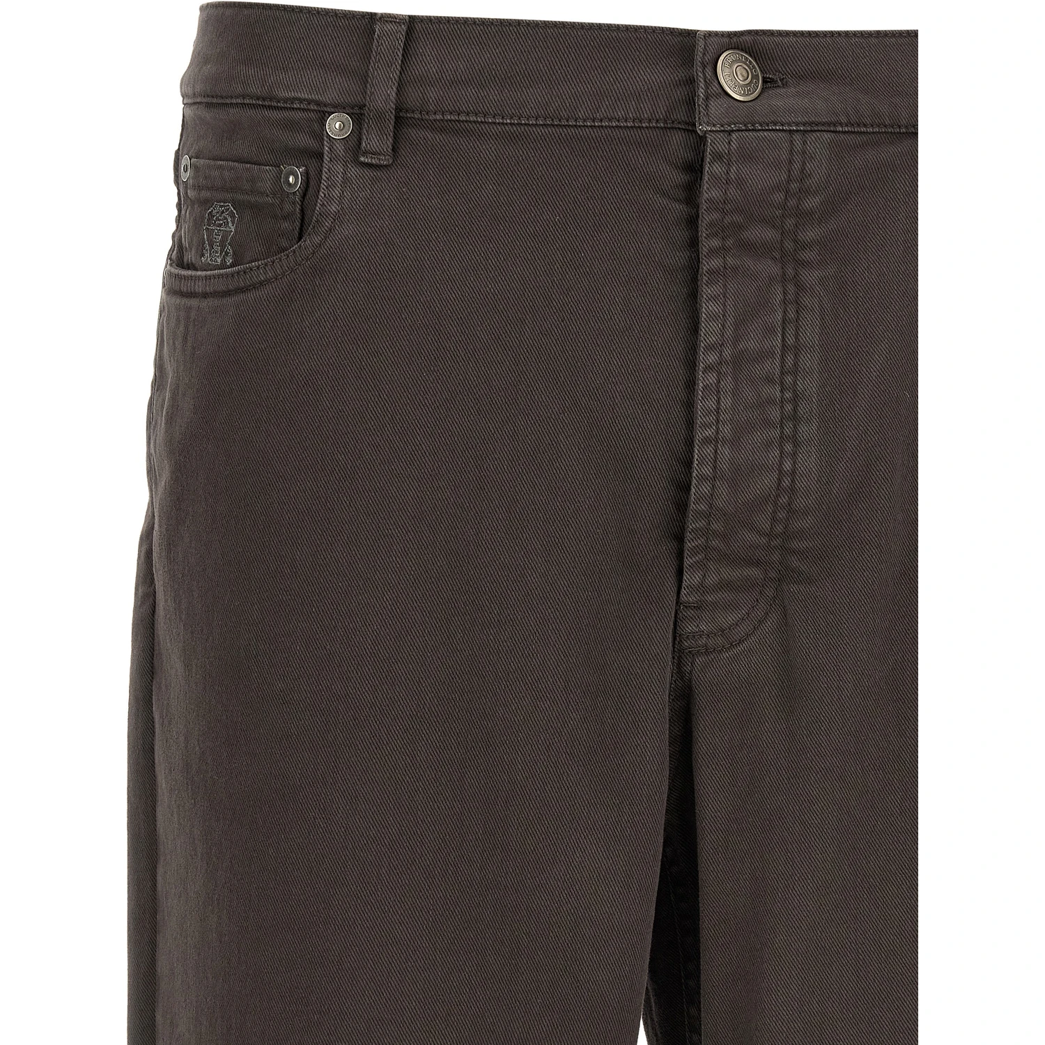 Brown Cotton Straight-Leg Jeans