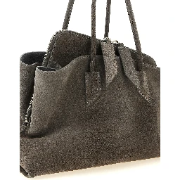 Gray Bovine Leather Shoulder Bag