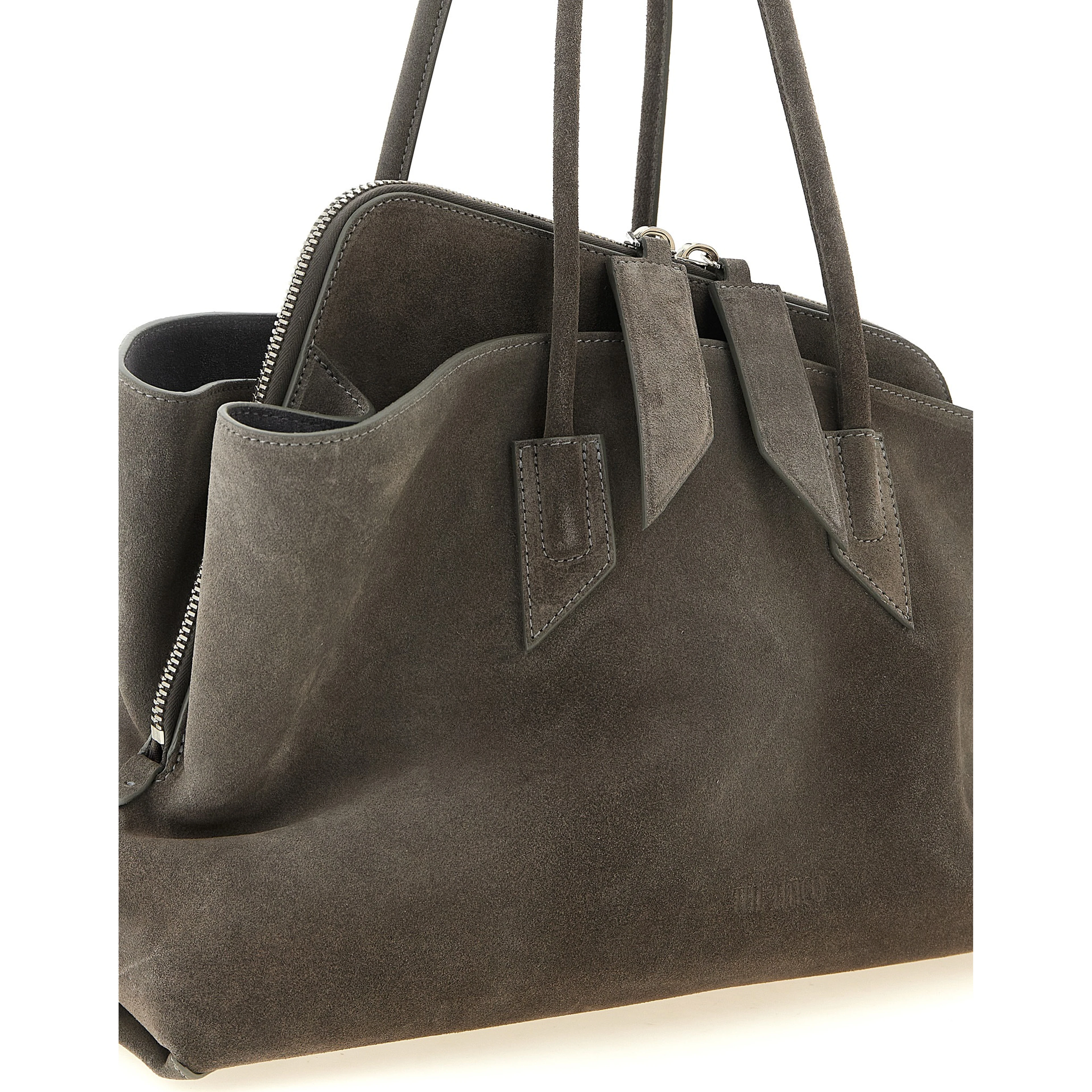 Gray Bovine Leather Shoulder Bag