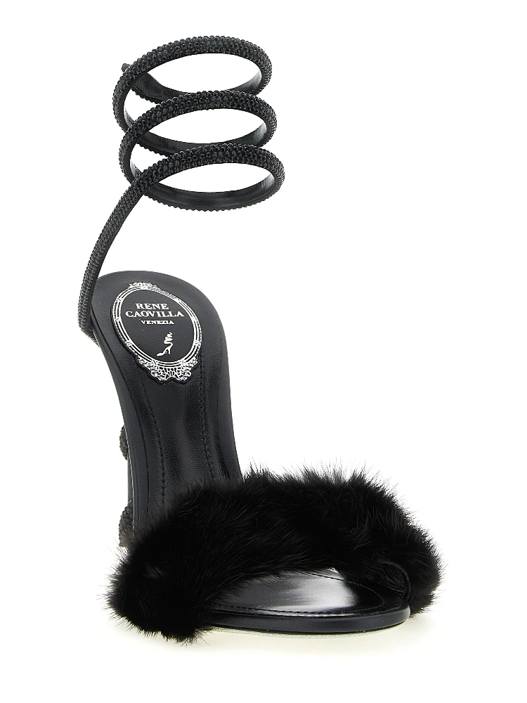 Black Leather Stiletto Heel Sandals alternative