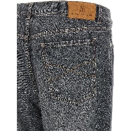 Gray Cotton Straight-Leg Jeans