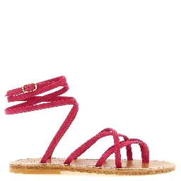Fuchsia Calfskin Flat Sandals