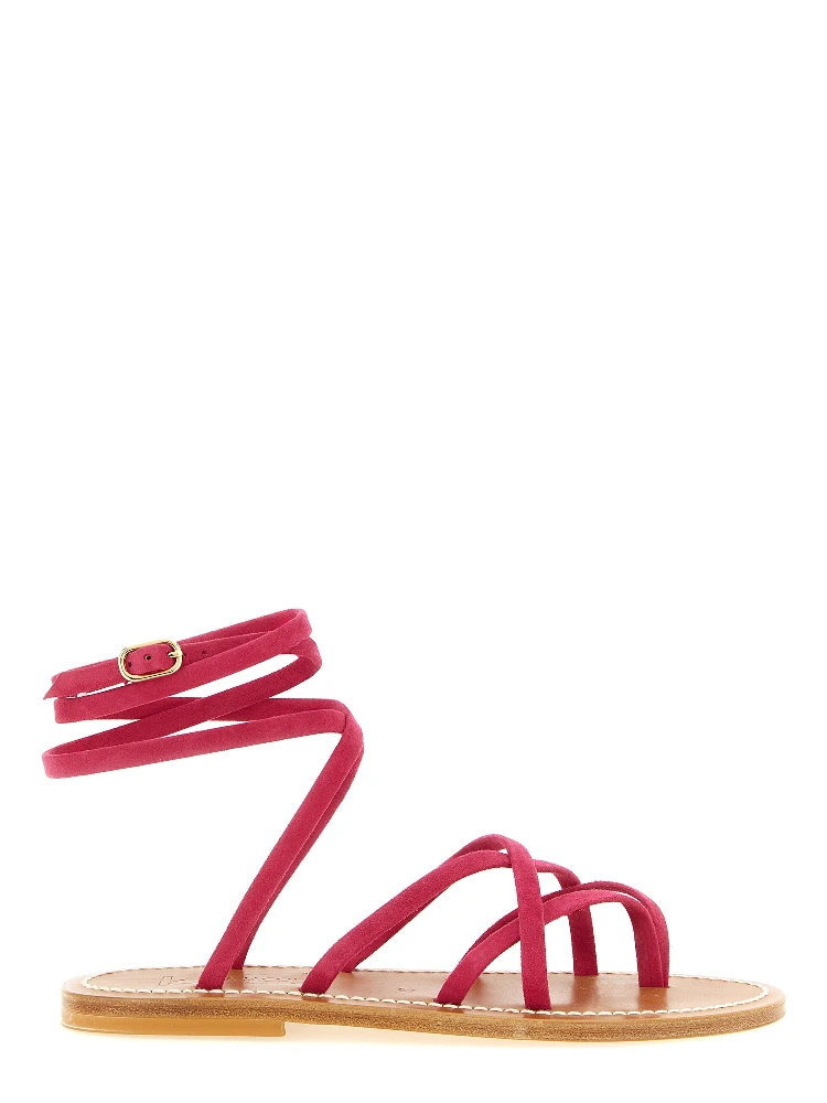 Fuchsia Calfskin Flat Sandals
