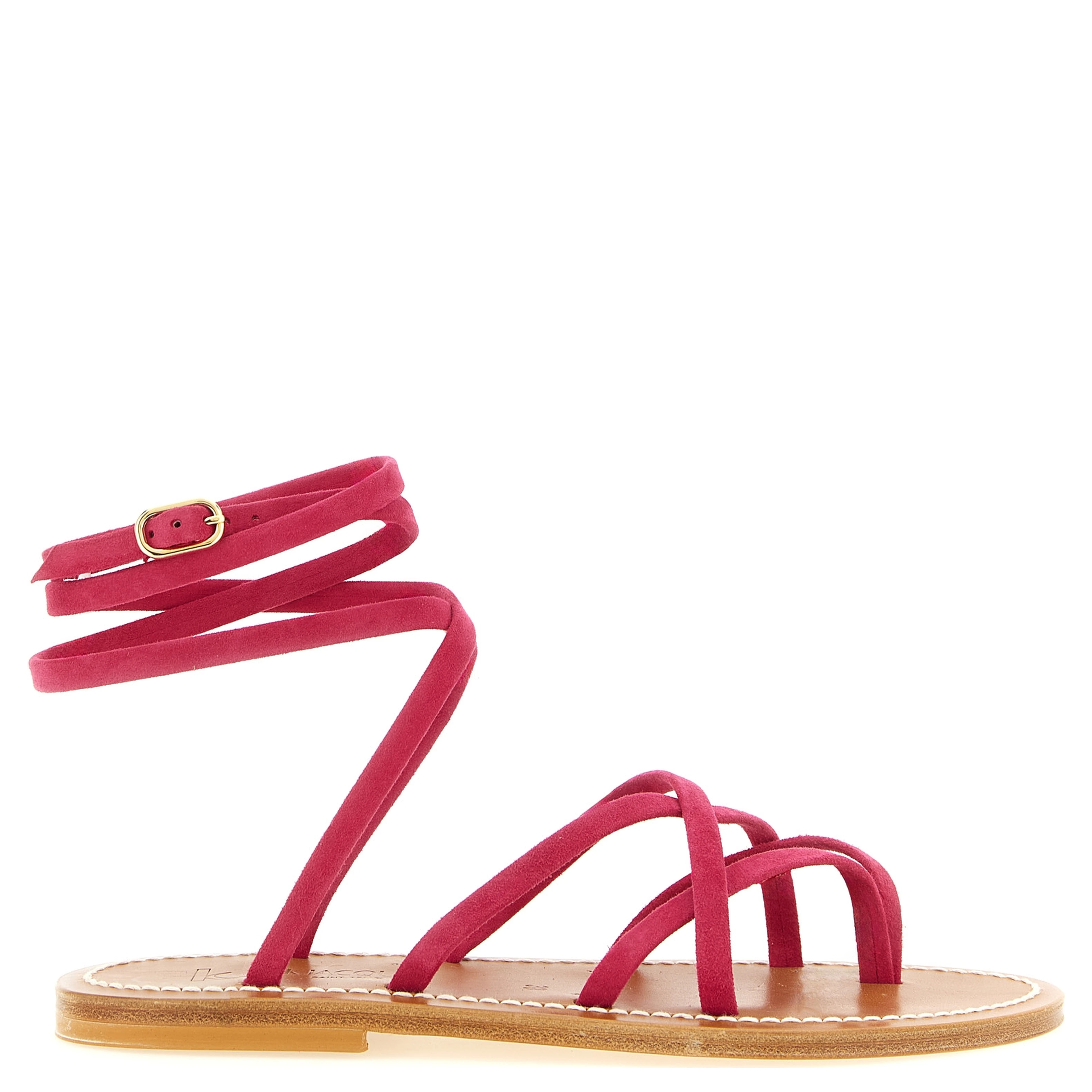 Fuchsia Calfskin Flat Sandals