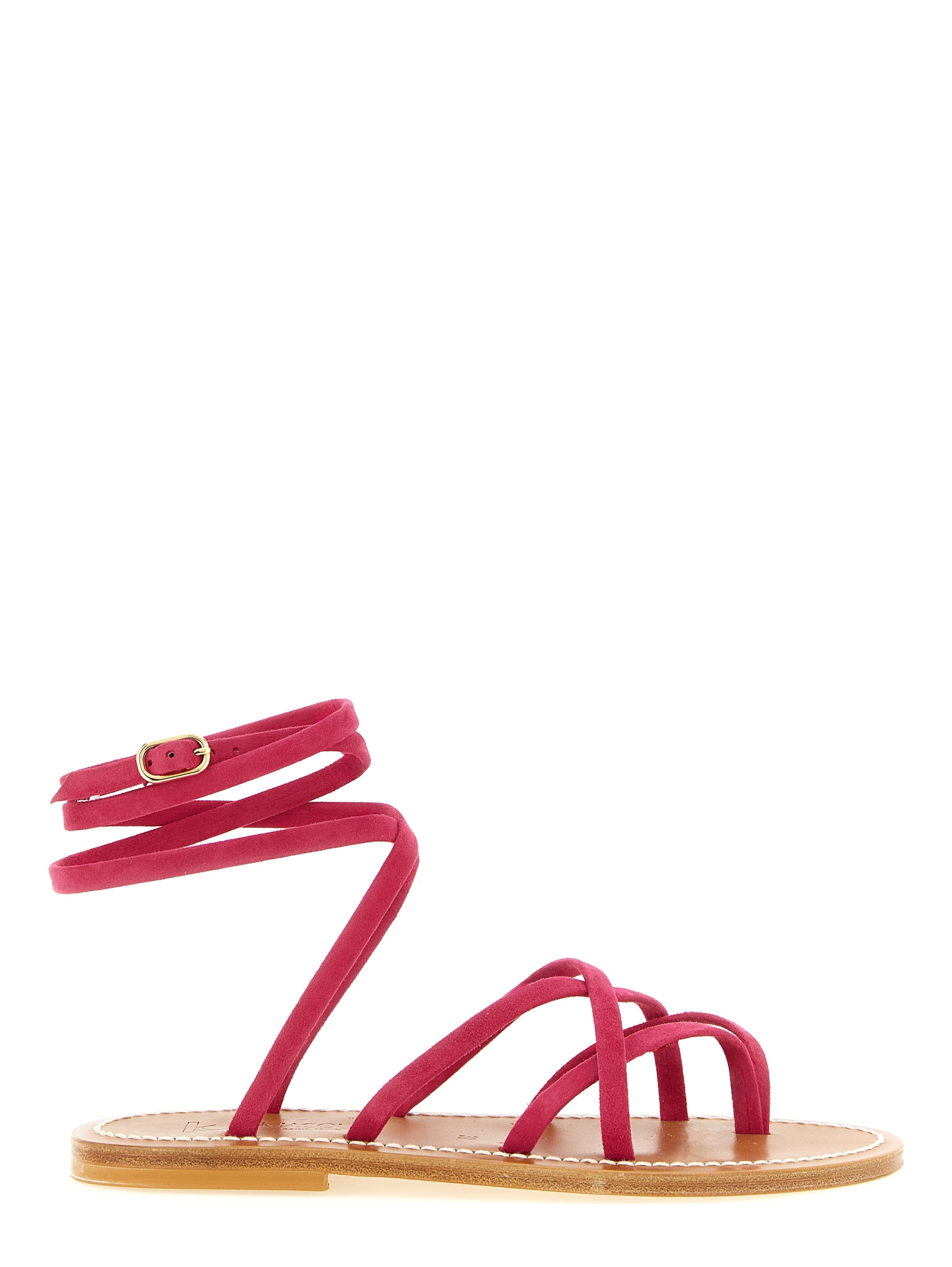 Fuchsia Calfskin Flat Sandals
