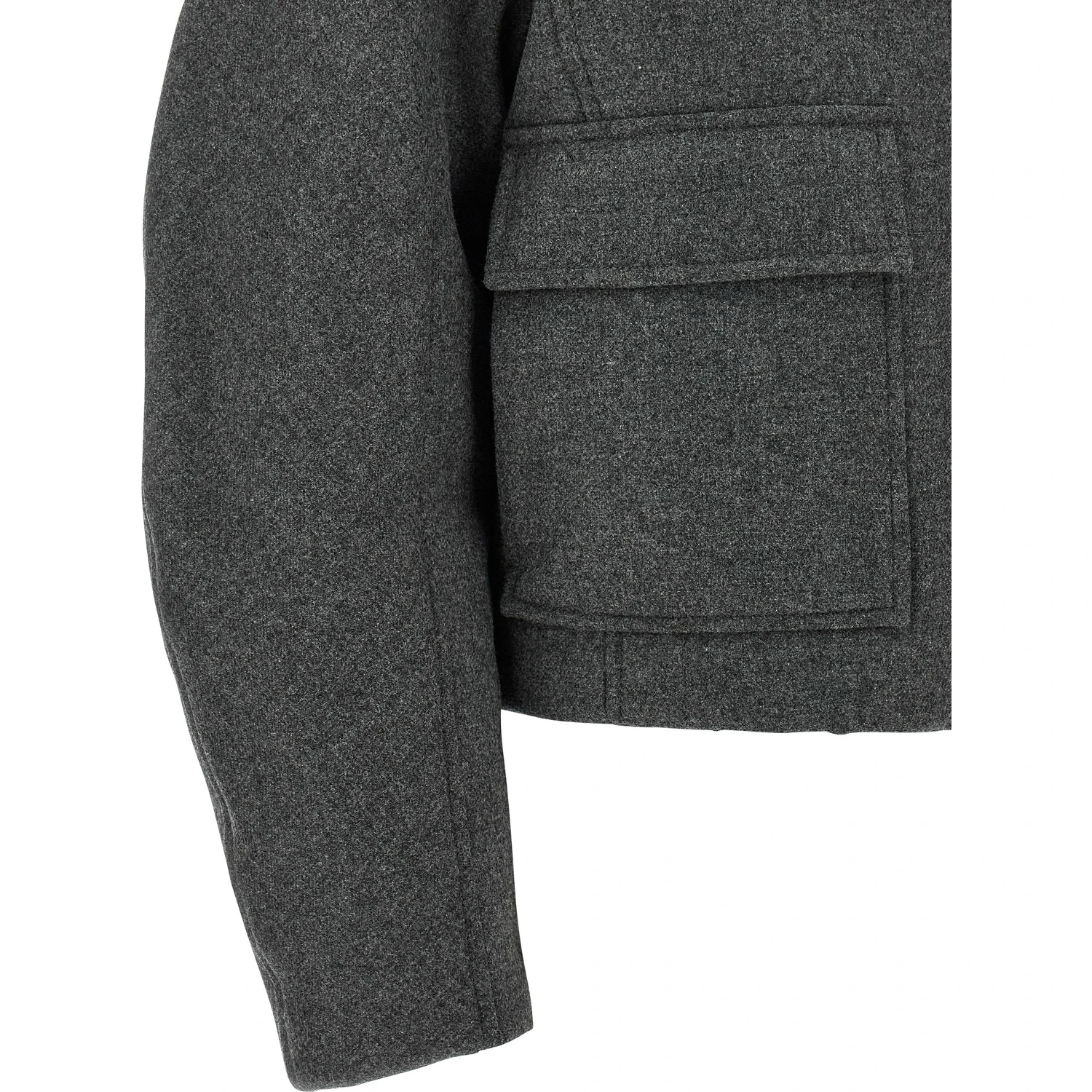 Gray Virgin Wool Full-Length Jacket