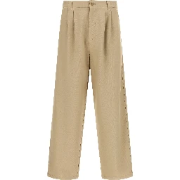 Beige Cotton Casual Pants