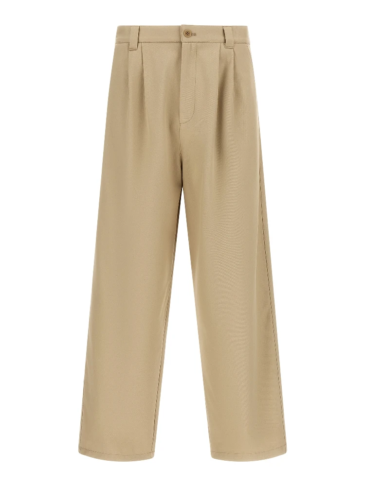 Beige Cotton Casual Pants