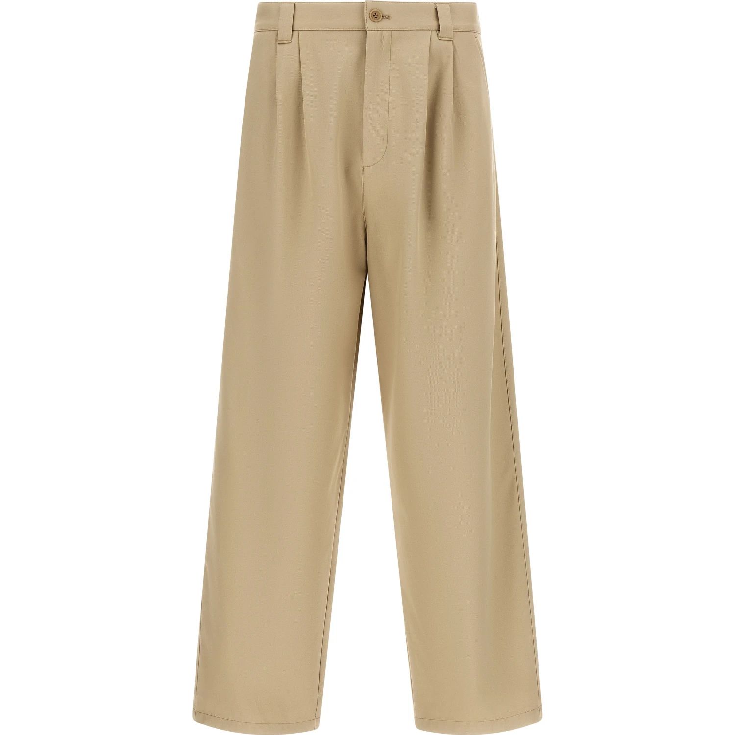 Beige Cotton Casual Pants