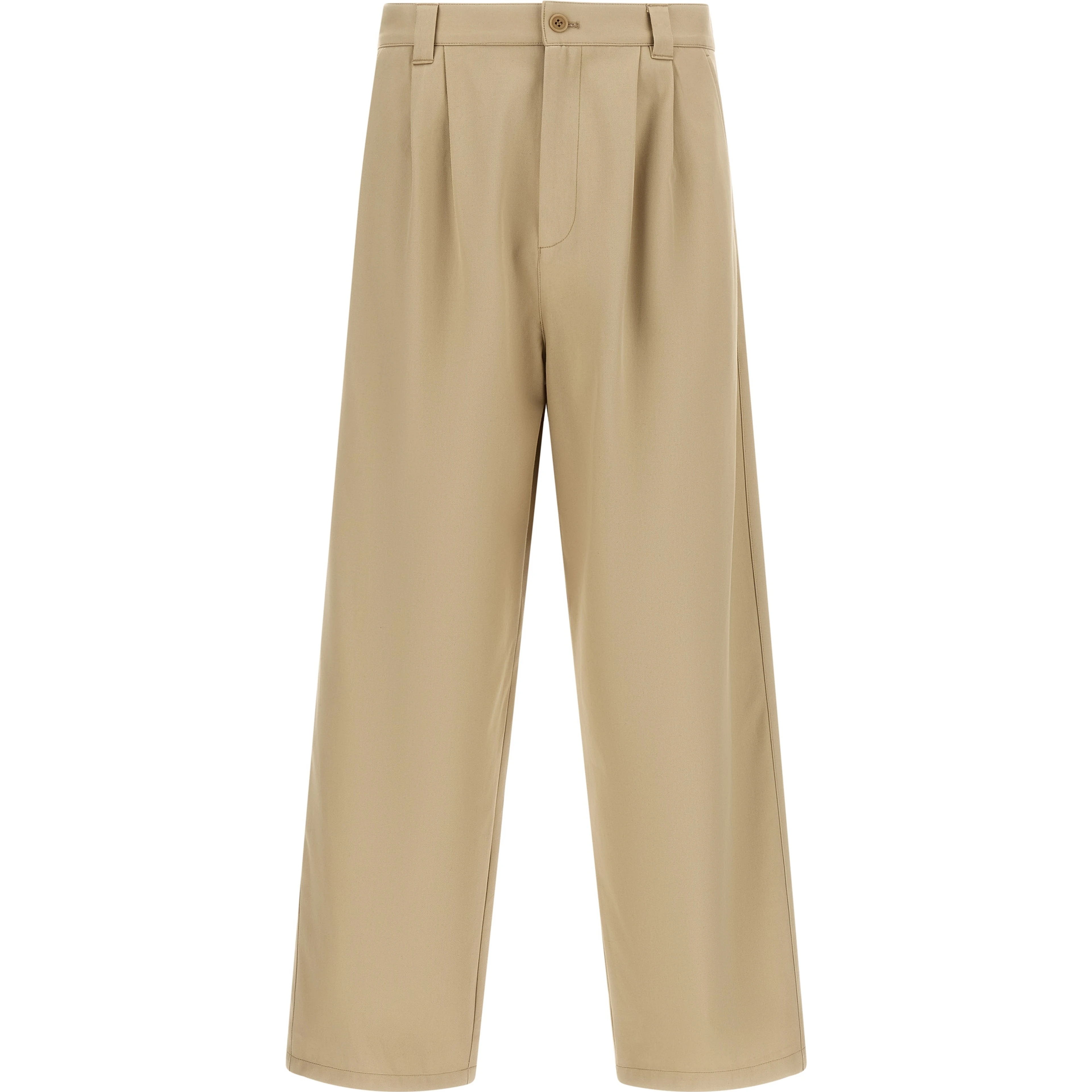 Beige Cotton Casual Pants
