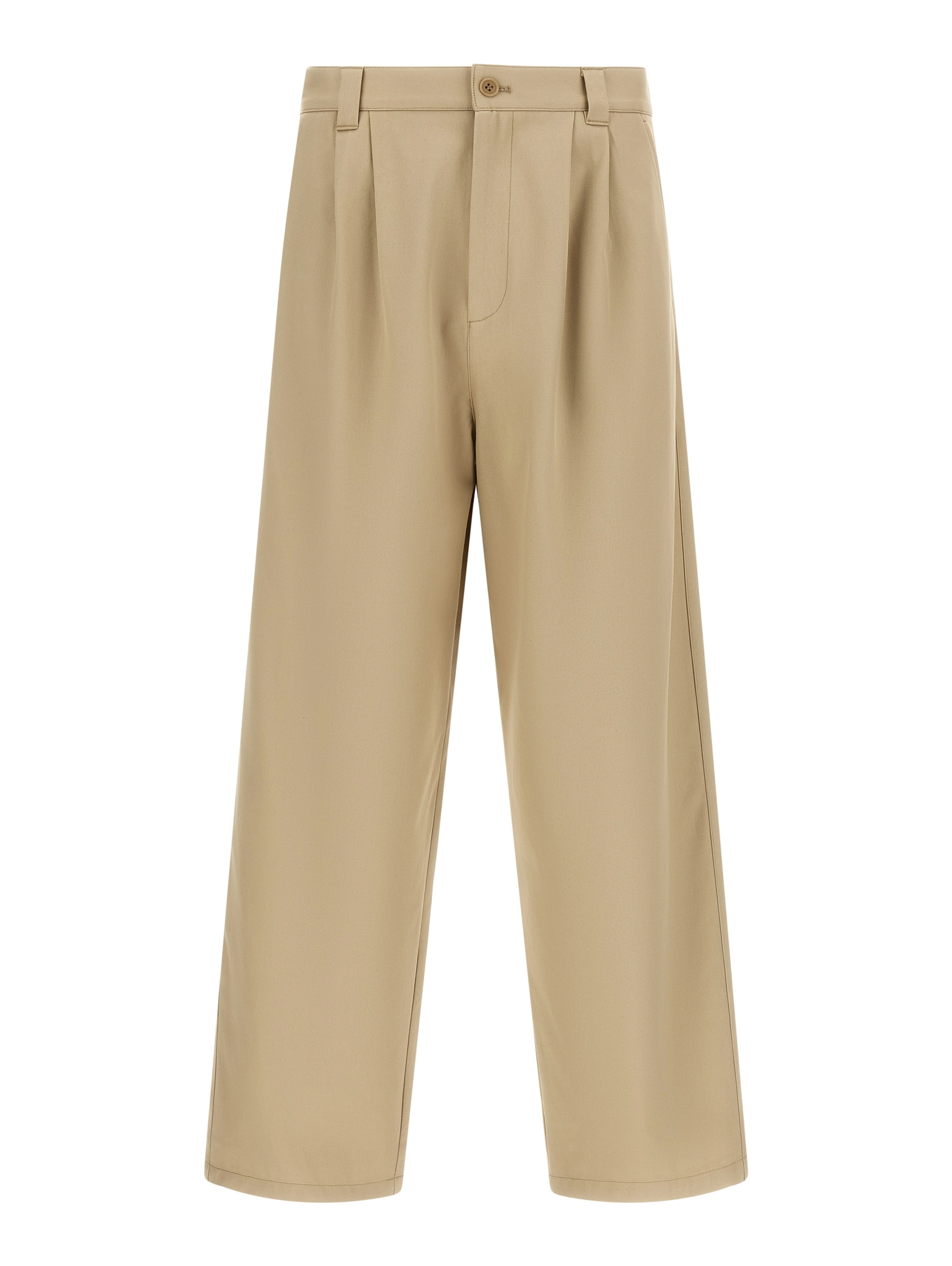 Beige Cotton Casual Pants