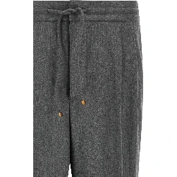 Gray Virgin Wool Casual Pants