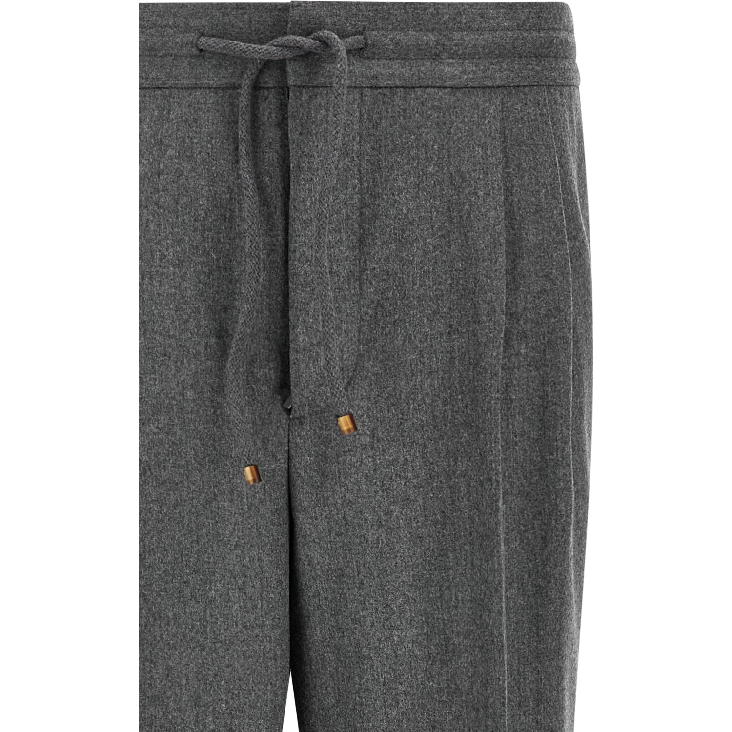 Gray Virgin Wool Casual Pants
