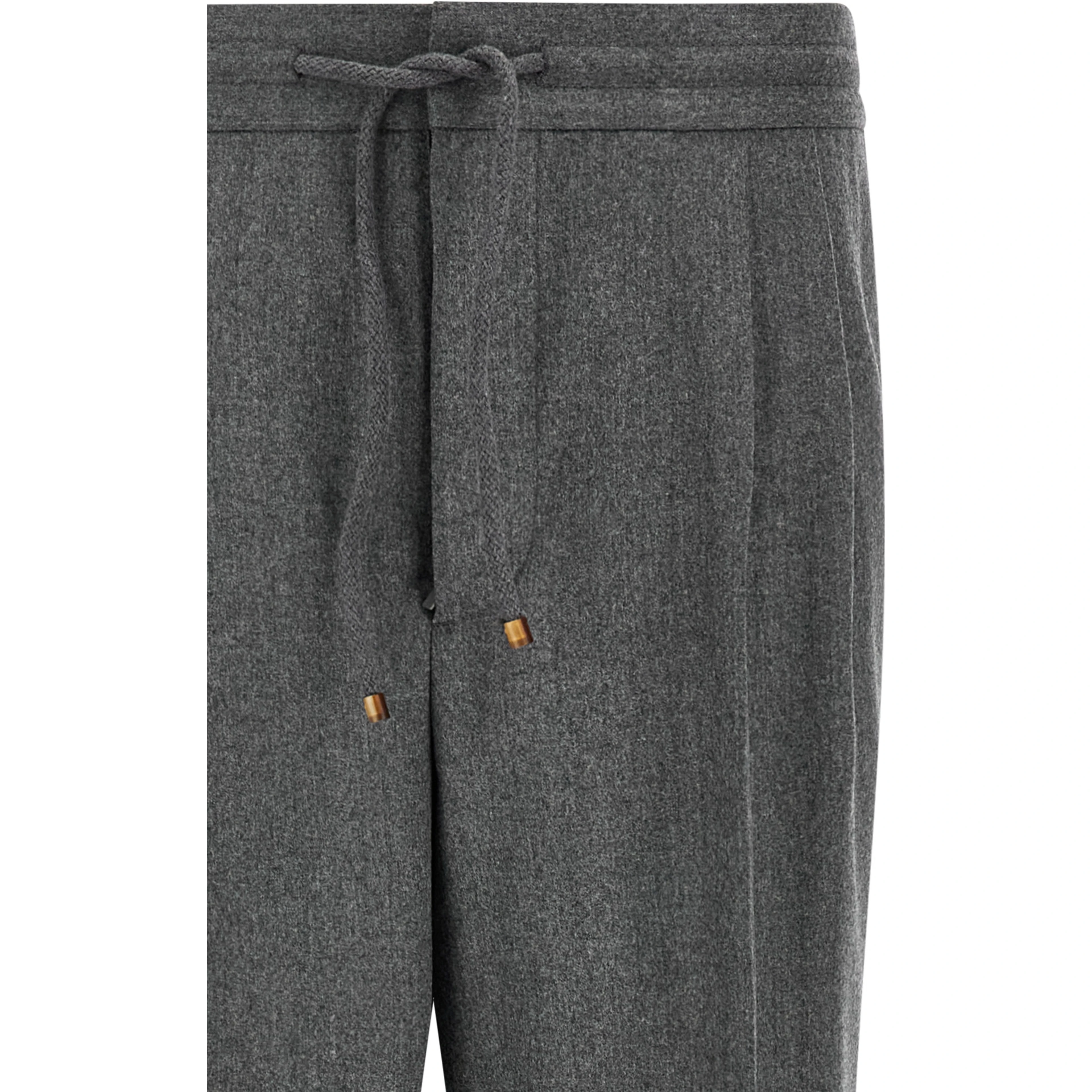 Gray Virgin Wool Casual Pants