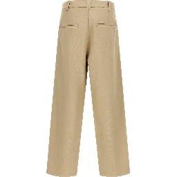 Beige Cotton Casual Pants