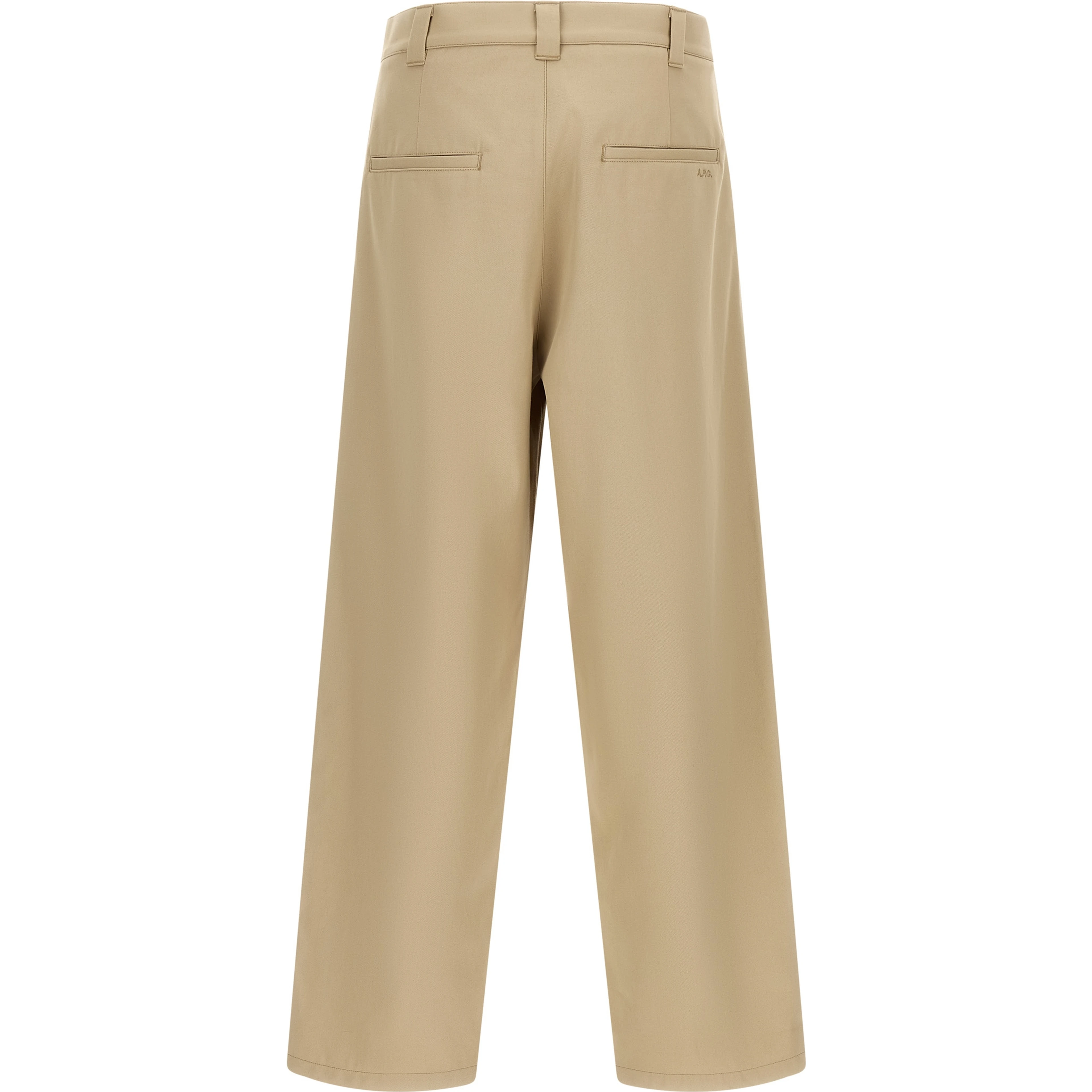 Beige Cotton Casual Pants