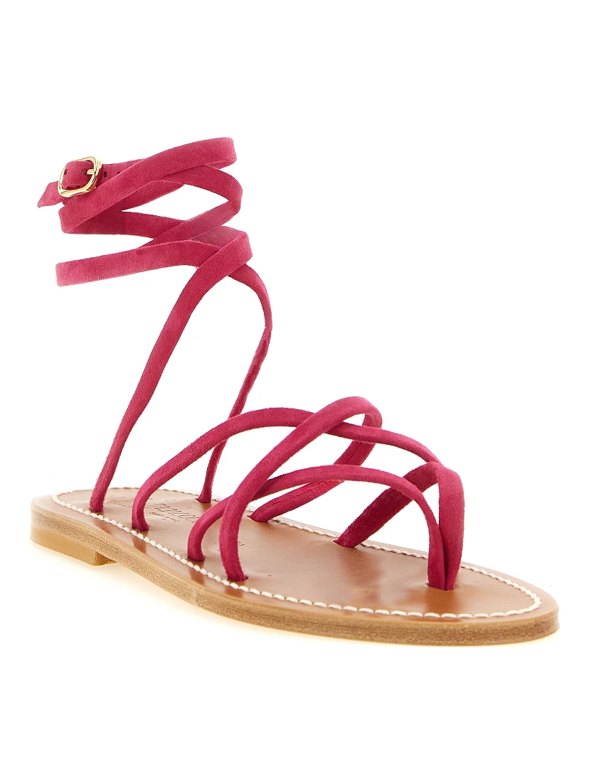 Fuchsia Calfskin Flat Sandals
