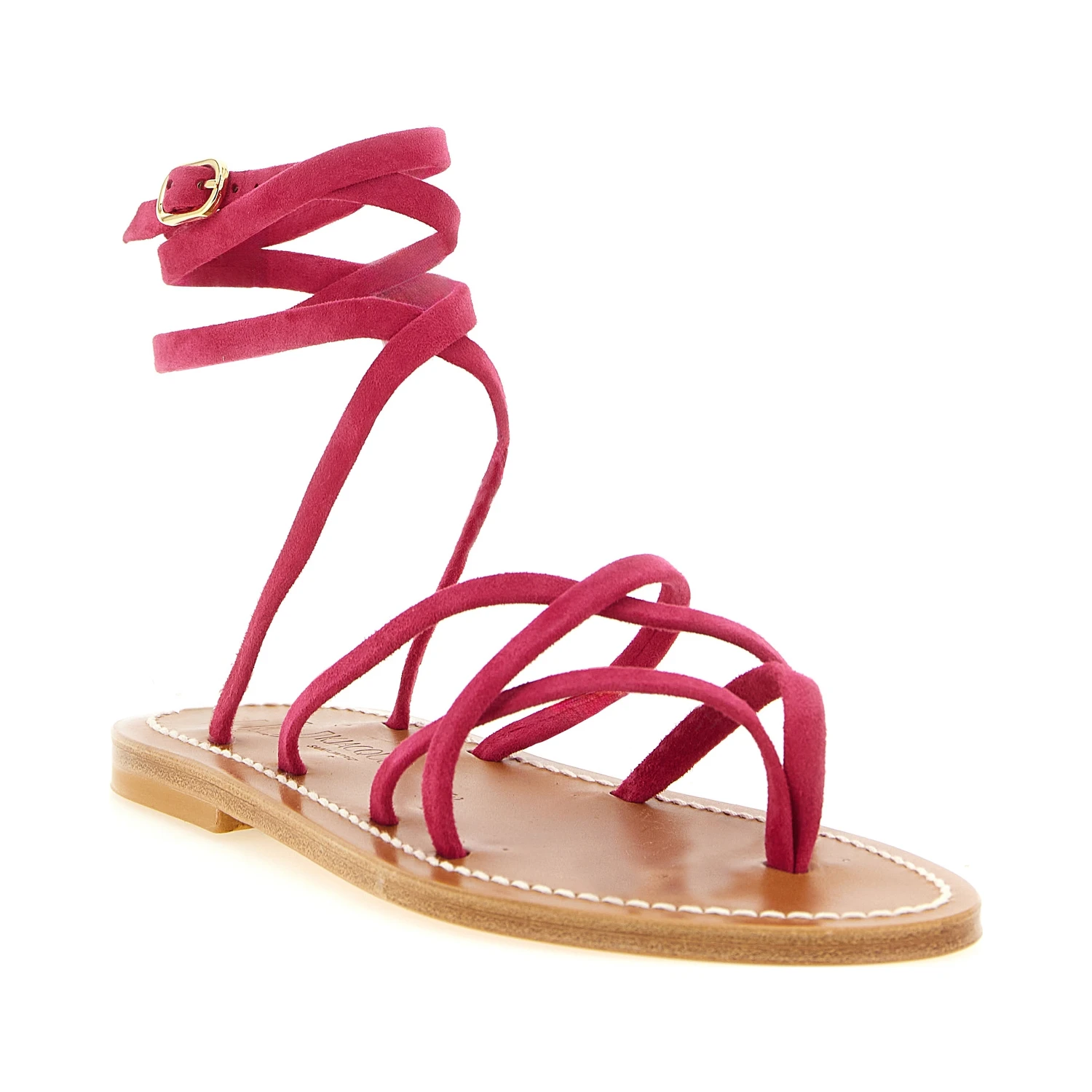 Fuchsia Calfskin Flat Sandals