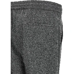 Gray Virgin Wool Casual Pants