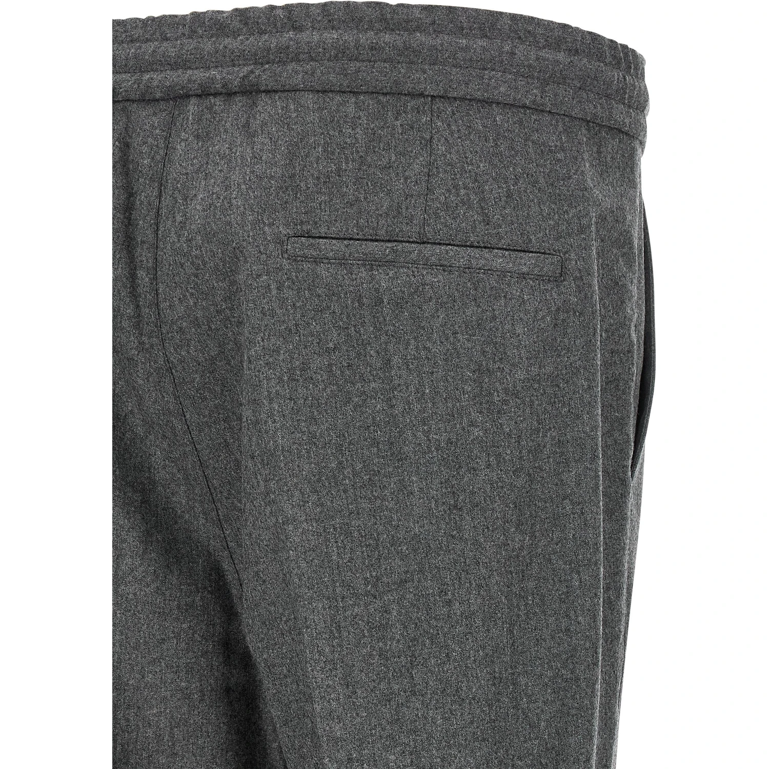 Gray Virgin Wool Casual Pants