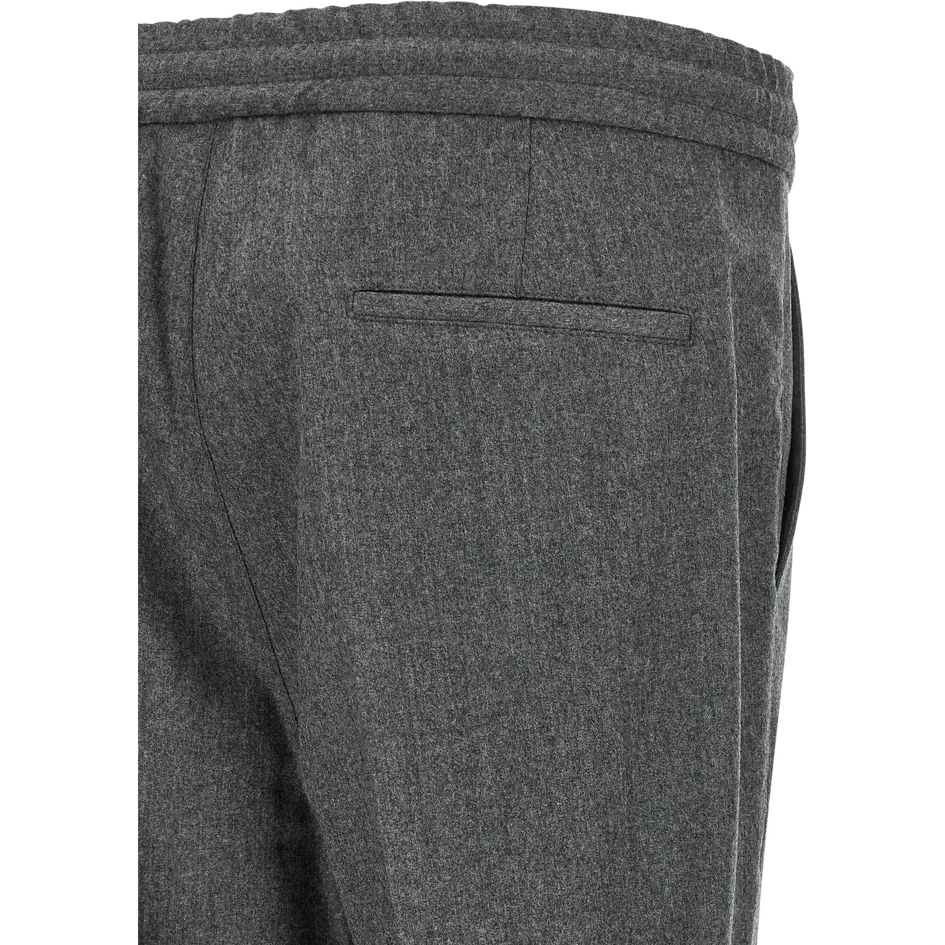 Gray Virgin Wool Casual Pants