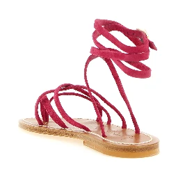 Fuchsia Calfskin Flat Sandals