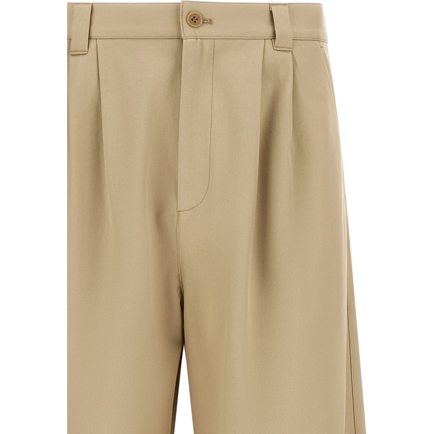 Beige Cotton Casual Pants