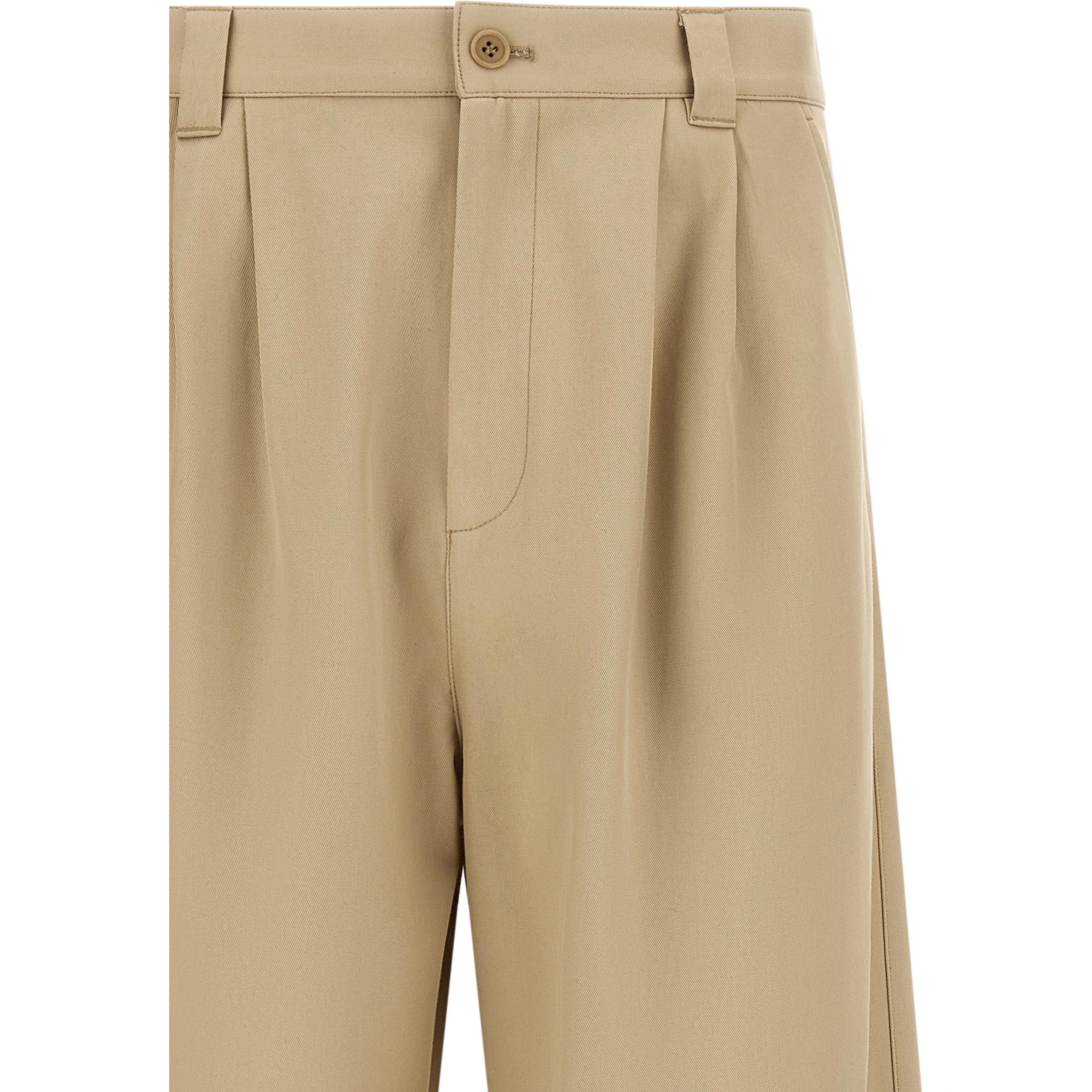 Beige Cotton Casual Pants