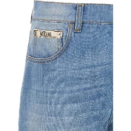 Blue Cotton Straight-Leg Jeans