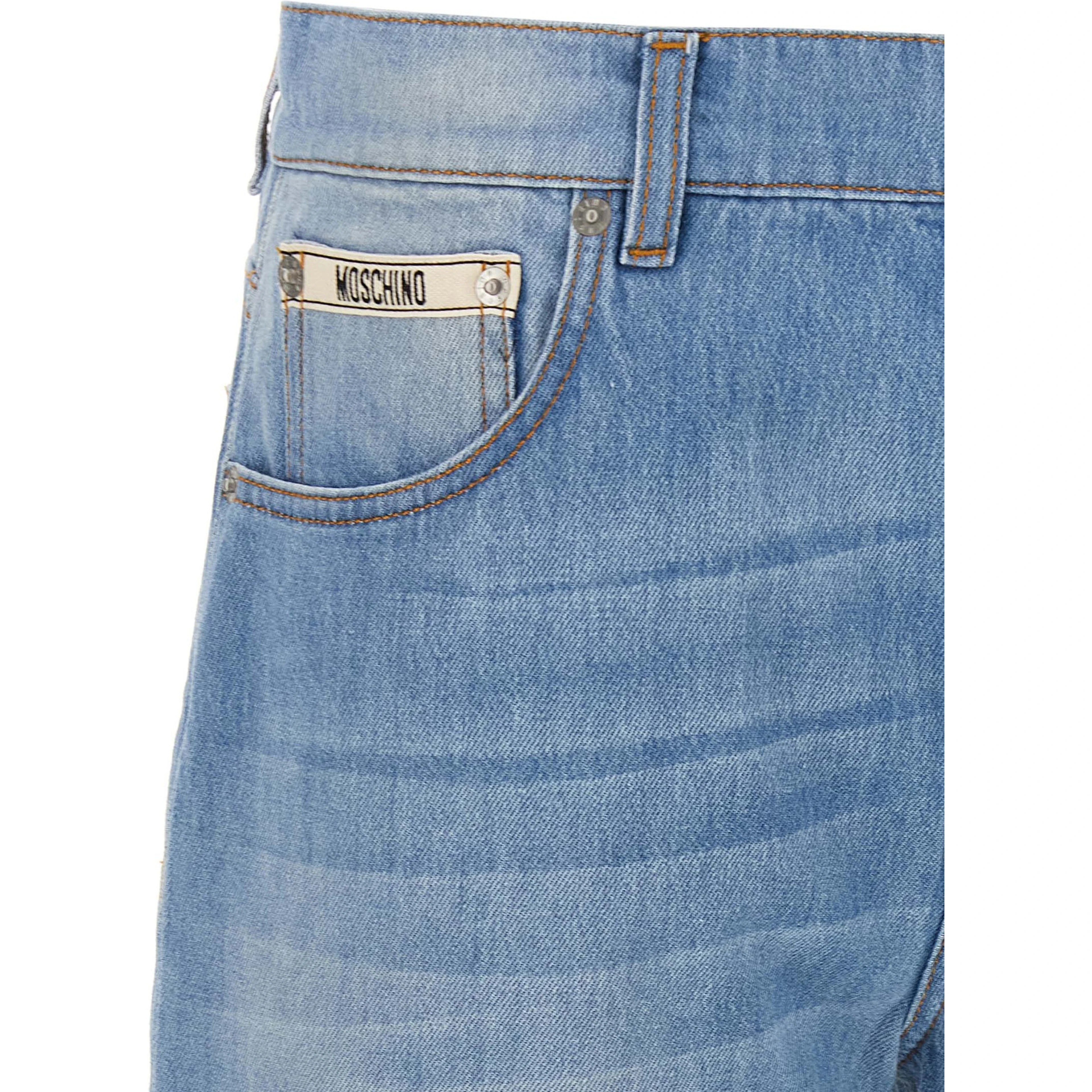 Blue Cotton Straight-Leg Jeans