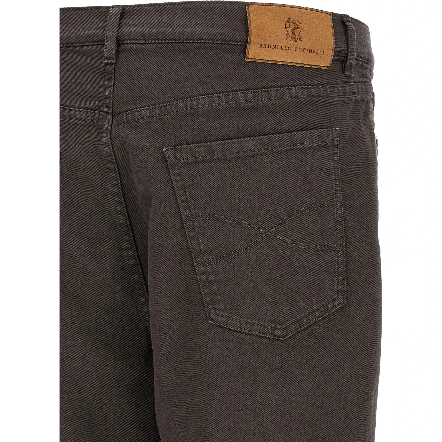 Brown Cotton Straight-Leg Jeans
