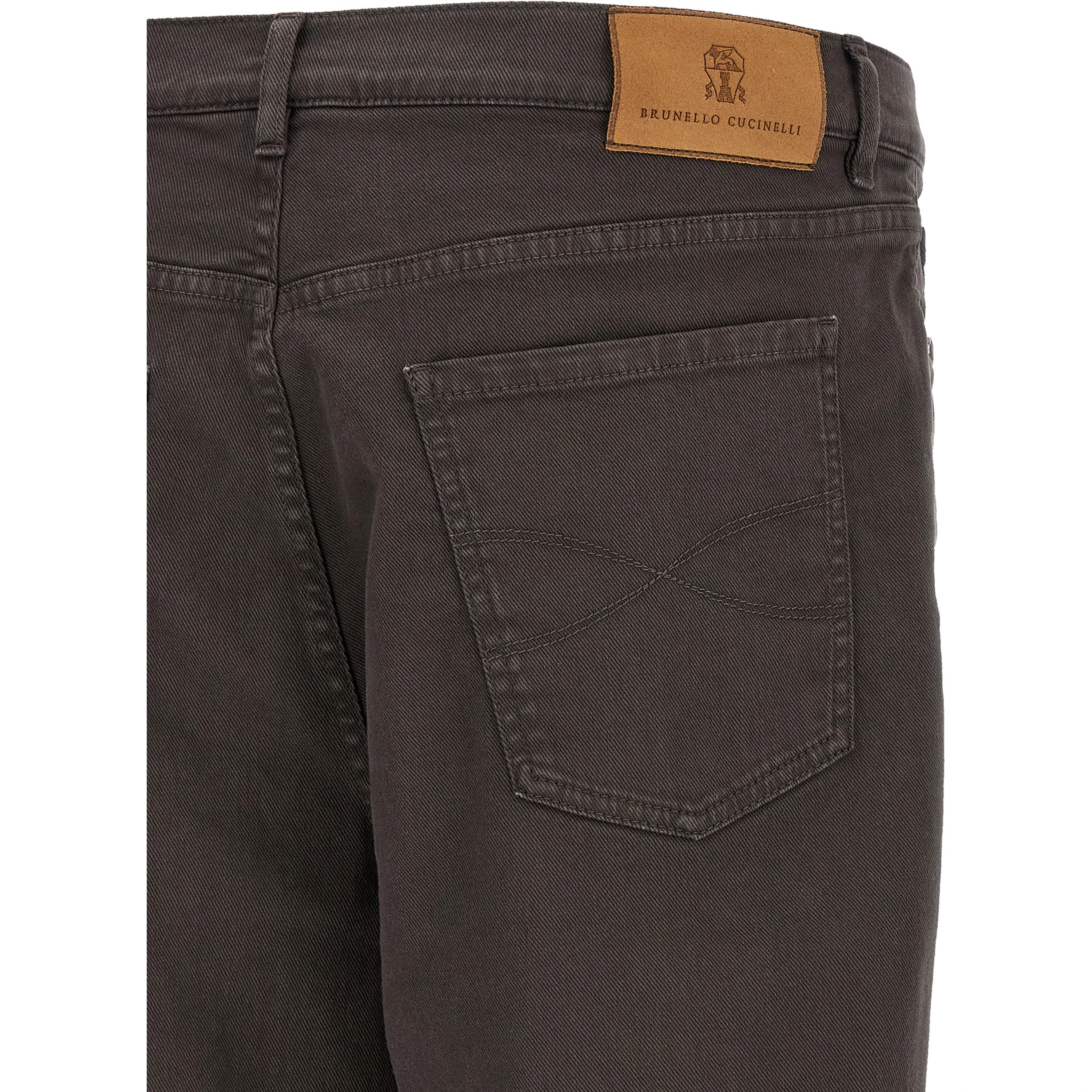 Brown Cotton Straight-Leg Jeans