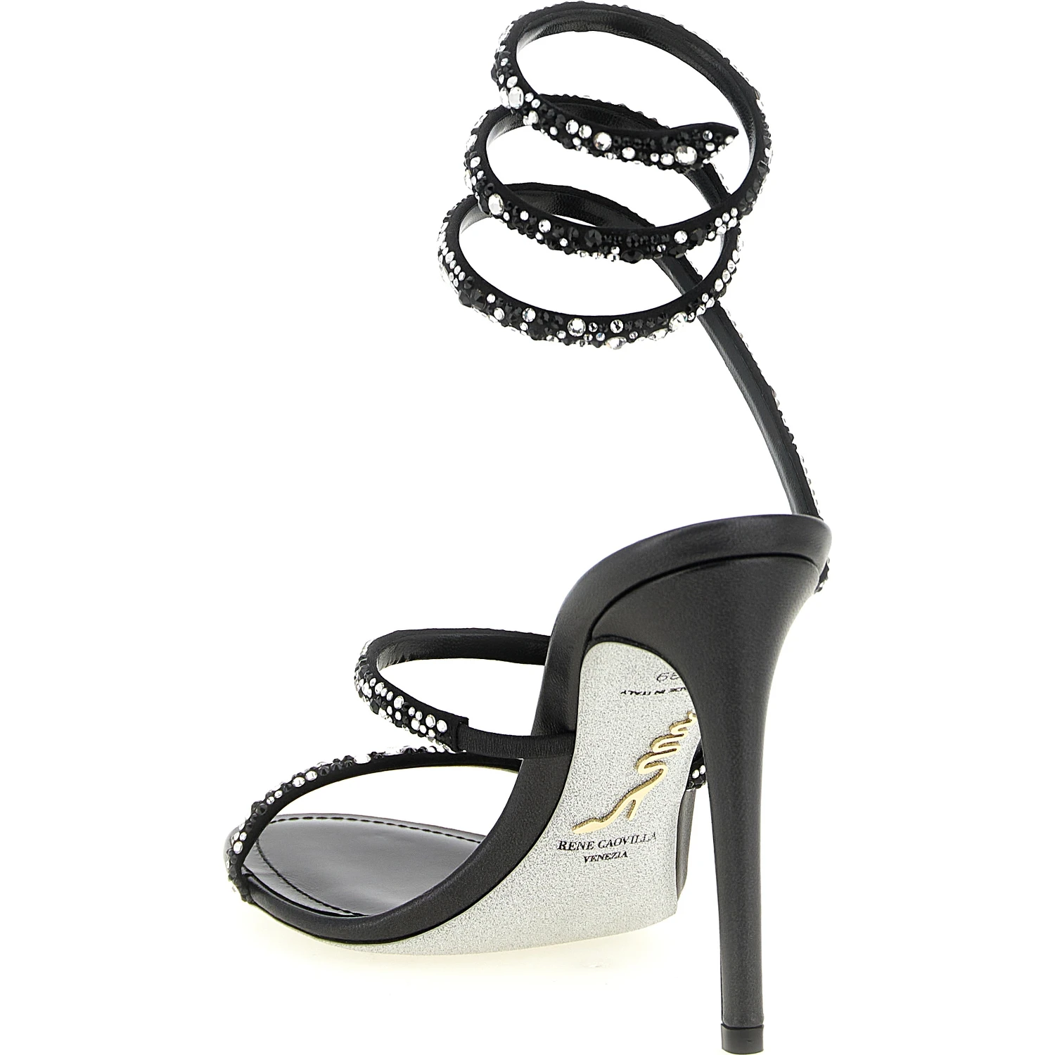 Bicolor Viscose Stiletto Heel Sandals