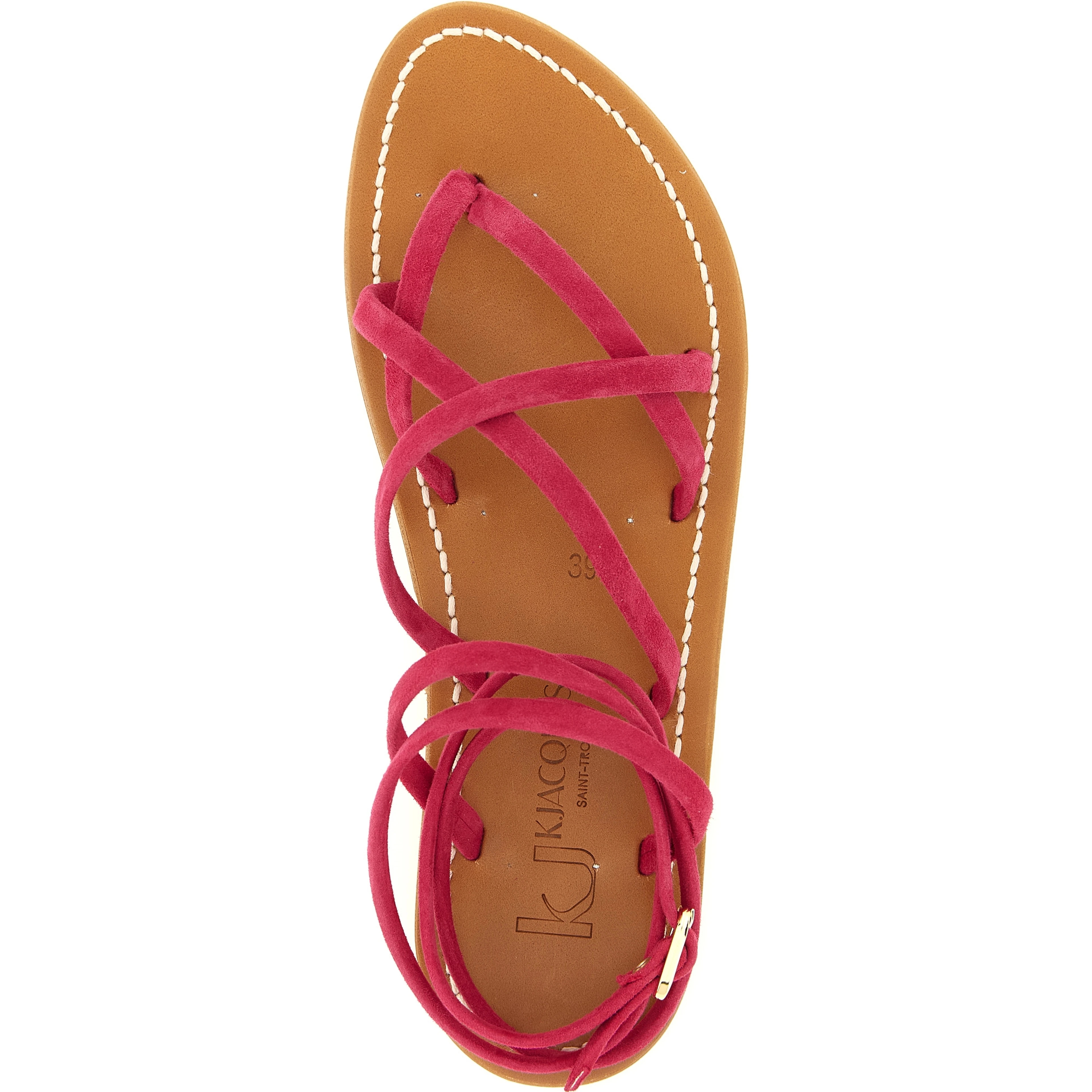Fuchsia Calfskin Flat Sandals