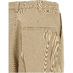 Beige Cotton Casual Pants