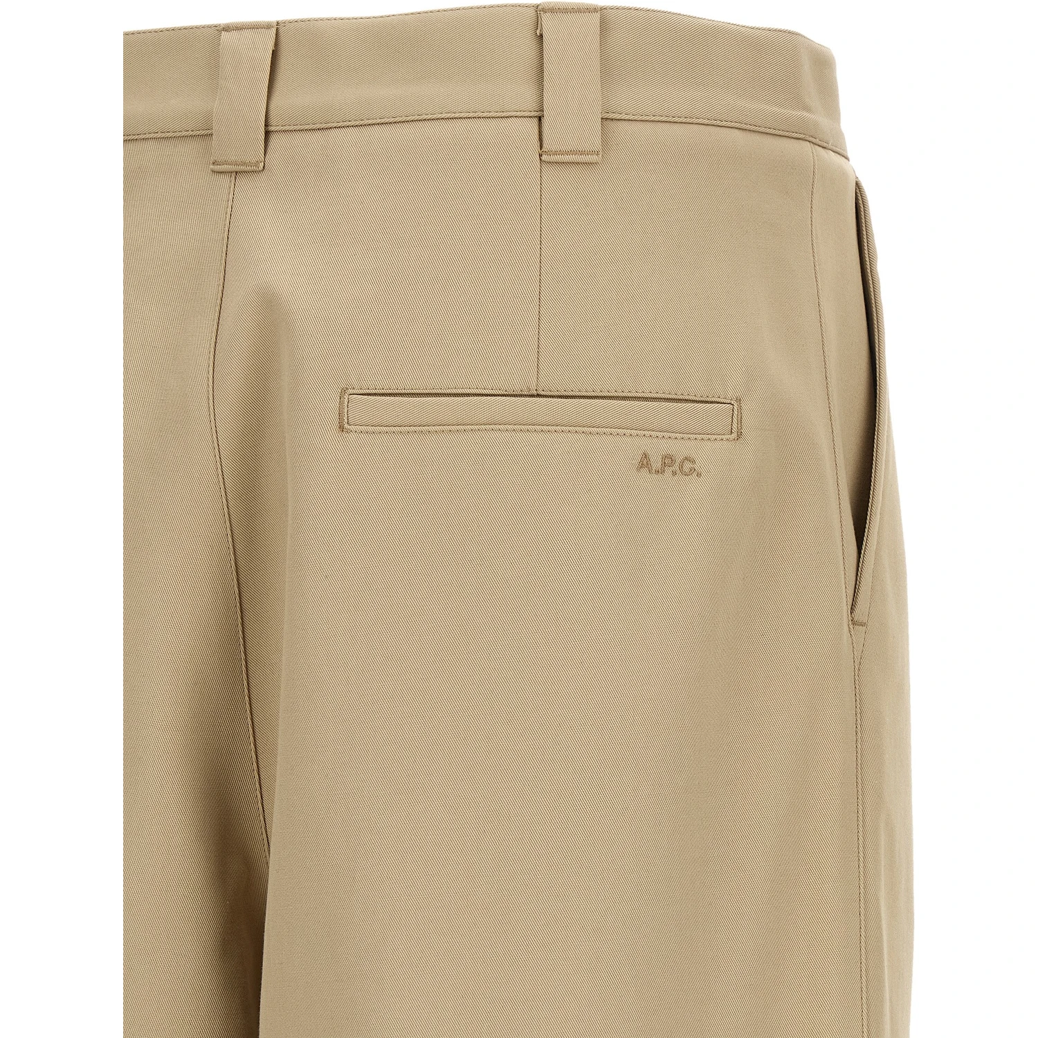 Beige Cotton Casual Pants