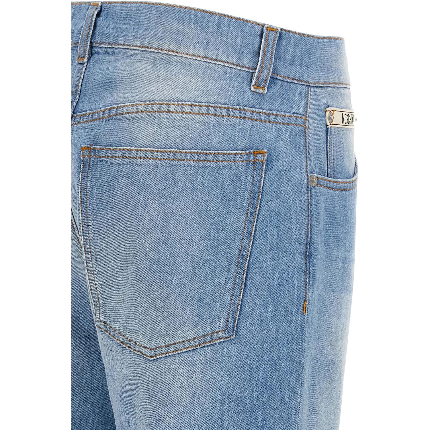 Blue Cotton Straight-Leg Jeans