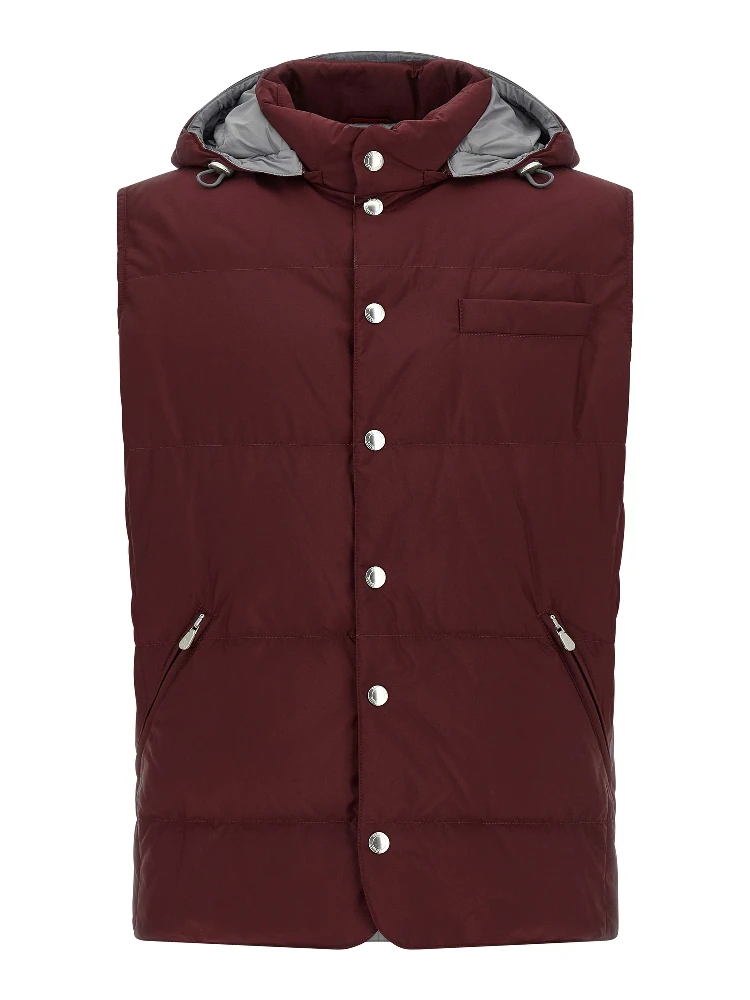 Bordeaux Polyester Sleeveless Jacket