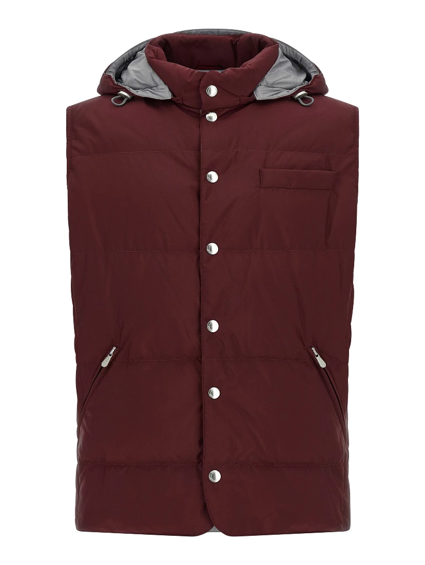 Bordeaux Polyester Sleeveless Jacket