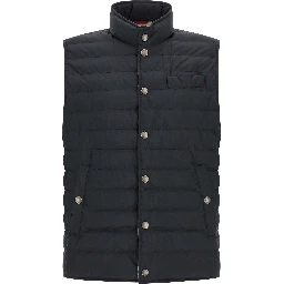 Blue Polyester Sleeveless Jacket