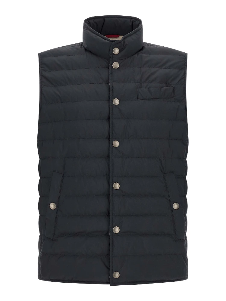 Blue Polyester Sleeveless Jacket