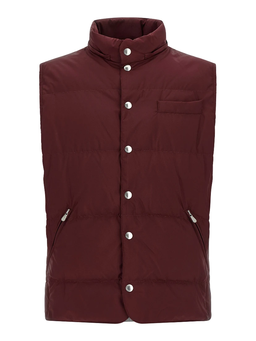 Bordeaux Polyester Sleeveless Jacket