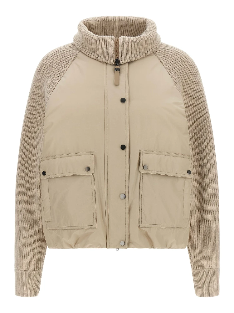 Beige Cotton Full-Length Jacket