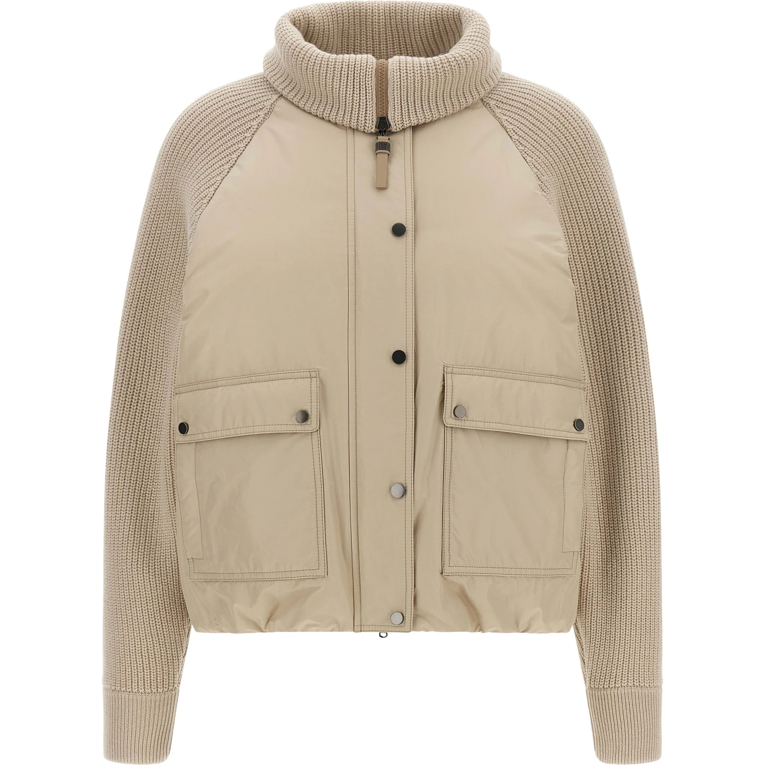 Beige Cotton Full-Length Jacket
